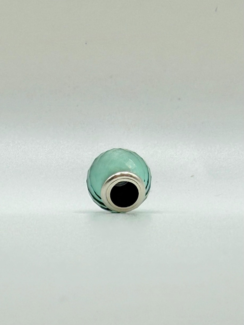 Authentic Pandora Aqua Blue Faceted Murano Glass Charm S925 ALE Retired C006